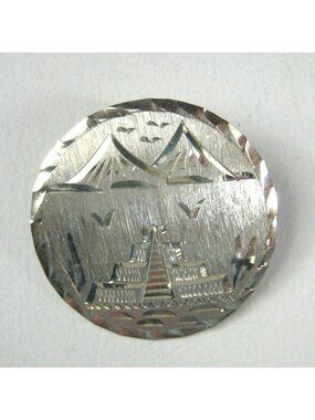 Vintage 925 Sterling Silver Mayan Temple Signed Mexico Pendant Brooch Mexican